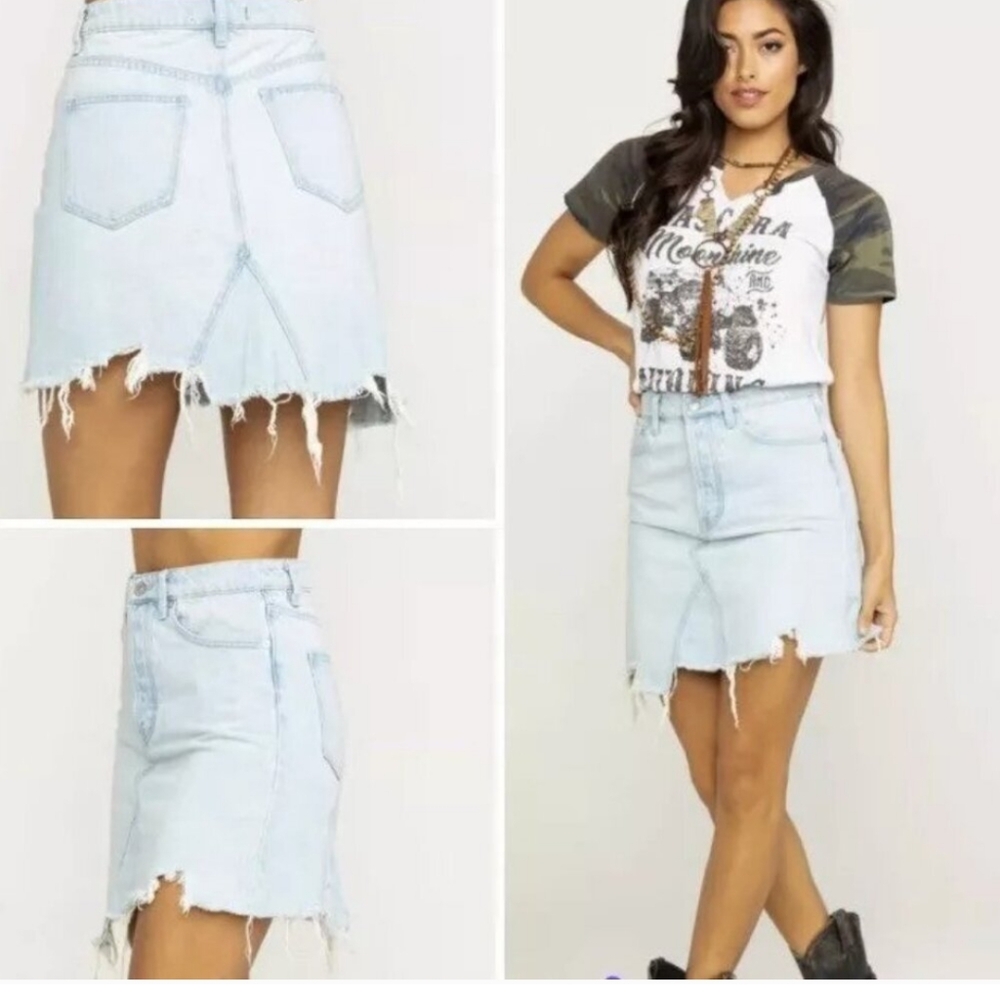 We The Free Going Rogue Tidal light denim skirt